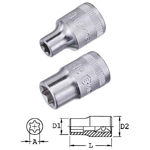 Genius Tools 252504 1/4"-os E-típusú (belső torx) dugókulcs fej, E-4 termék fő termékképe