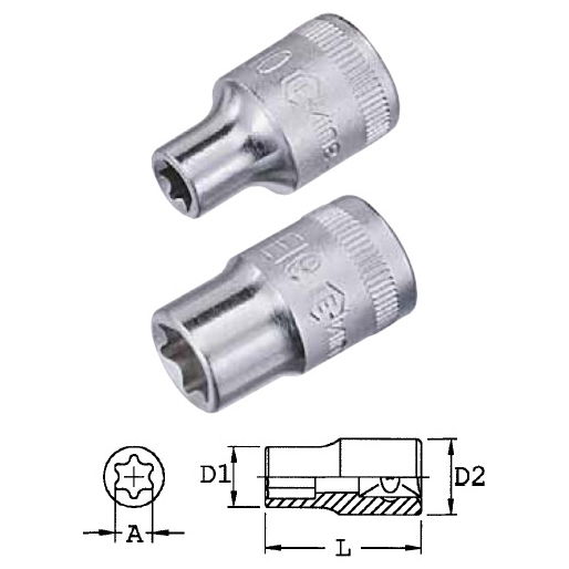Genius Tools 353510 3/8"-os E-típusú (belső torx) dugókulcs fej, E-10 termék fő termékképe