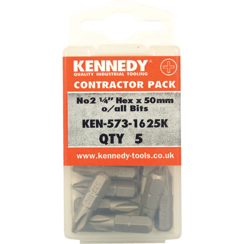 KENNEDY No.2 kereszthornyos csavarhúzó bit 1/4" hatszög illesztéssel, 50 mm, 5 db/csomag termék fő termékképe