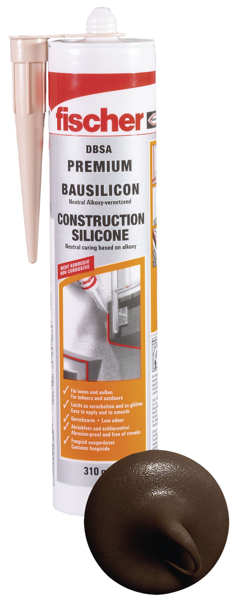 Fischer DBSA BR építőszilikon (DE/EN), barna, 310 ml termék fő termékképe