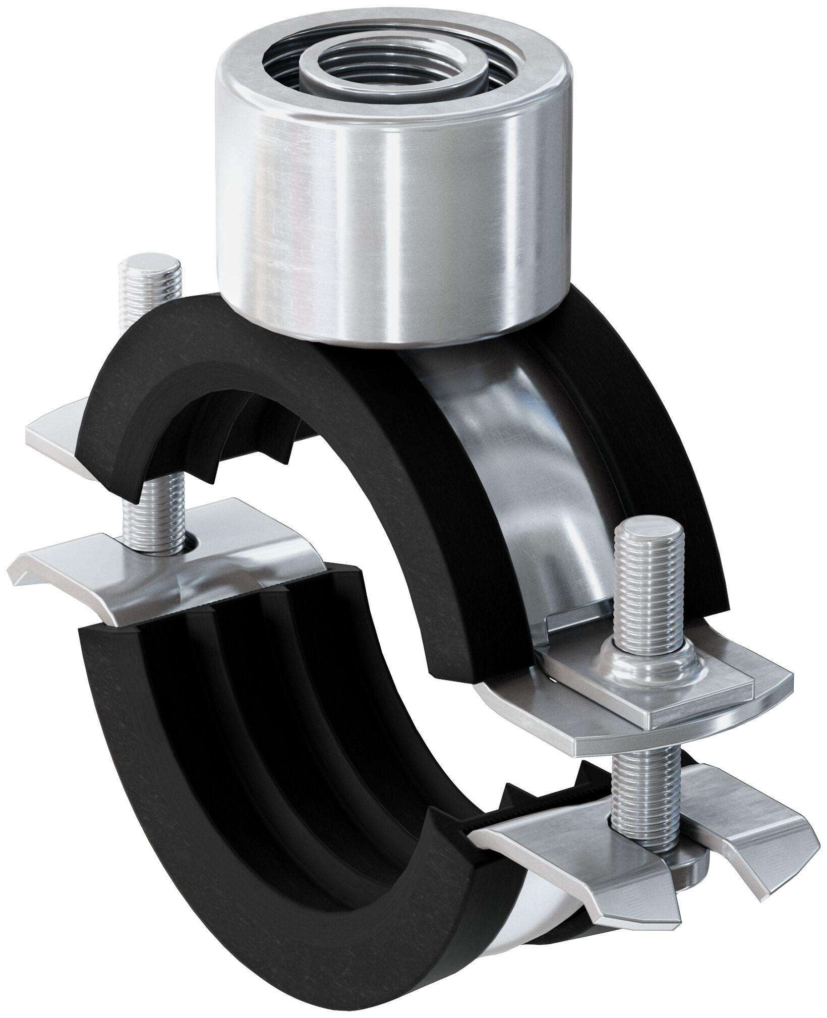 Fischer FRS Triple 135-140 M8 / M10 / 1/2" kétcsavaros csőbilincs hangszigetelő betéttel, 10 db/csomag termék fő termékképe