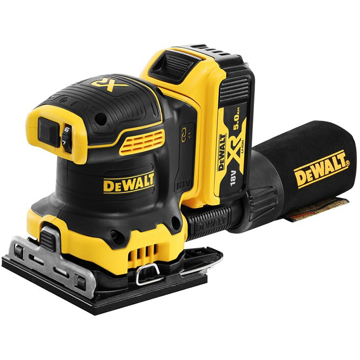 Dewalt DCW200P2 szénkefe nélküli rezgőcsiszoló (2 x 5.0 Ah Li-ion akkuval, TSTAK kofferben) termék fő termékképe